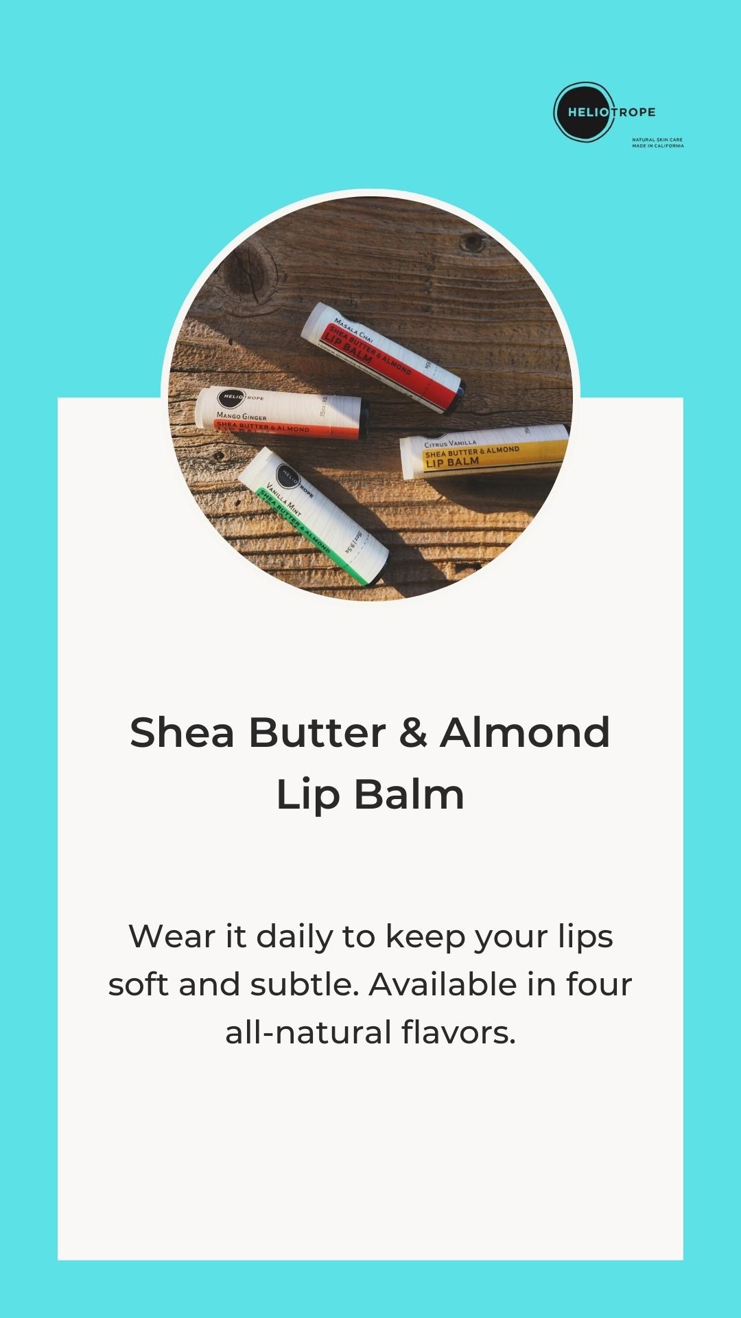 Shea Butter & Almond Lip Balm | Heliotrope SF | Double Verified Clean