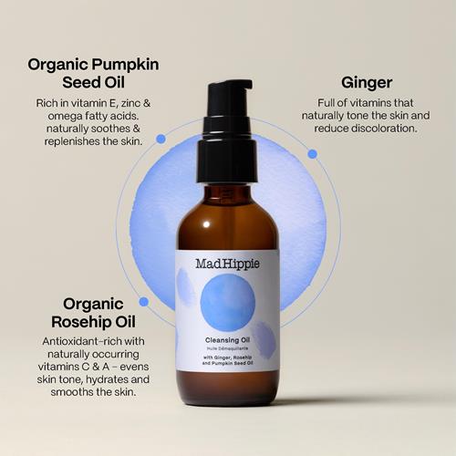 Mad Hippie Cleansing Oil For Face - Deep Cleansing Facial Cleanser & Makeup Remover For Dry, Sensitive, Acne-Prone Skin With Vitamin C-Rich Rosehip Oil