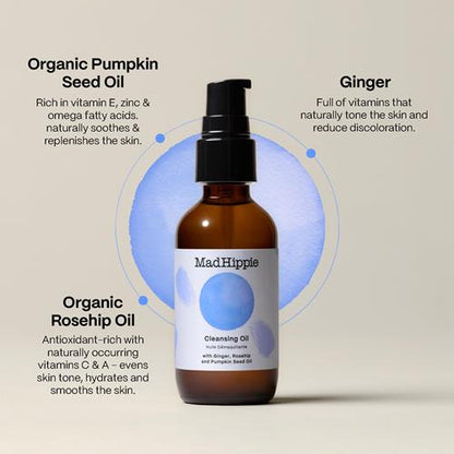 Mad Hippie Cleansing Oil For Face - Deep Cleansing Facial Cleanser & Makeup Remover For Dry, Sensitive, Acne-Prone Skin With Vitamin C-Rich Rosehip Oil