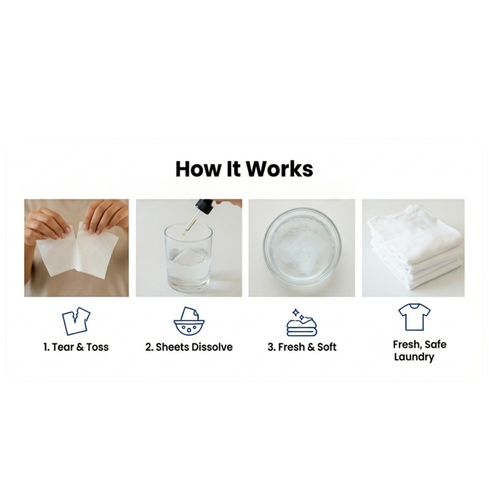 Laundry Detergent Sheets - Sensitive Skin, Baby-Safe, Fragrance-Free | MamaP | AI-Verified Clean | Daily Ritual Lab