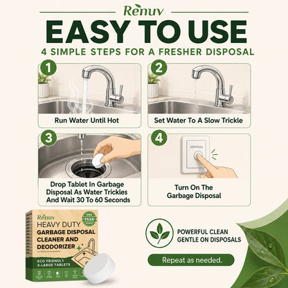 Garbage Disposal Cleaner & Deodorizer Tablets | Renuv | AI-Verified Cl