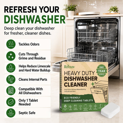 Dishwasher Cleaner and Deodorizer Tablets | Renuv | AI-Verified Clean