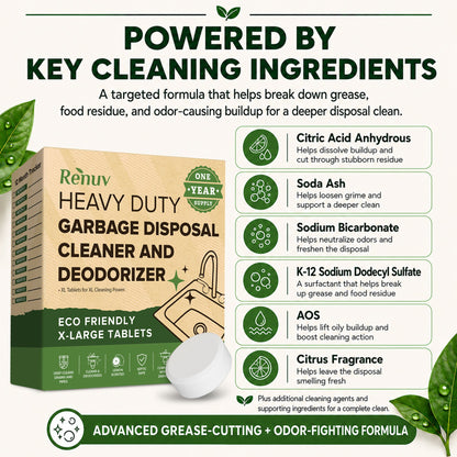 Garbage Disposal Cleaner & Deodorizer Tablets | Renuv | AI-Verified Cl