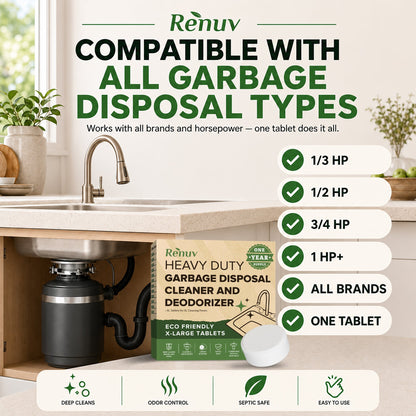 Garbage Disposal Cleaner & Deodorizer Tablets | Renuv | AI-Verified Cl