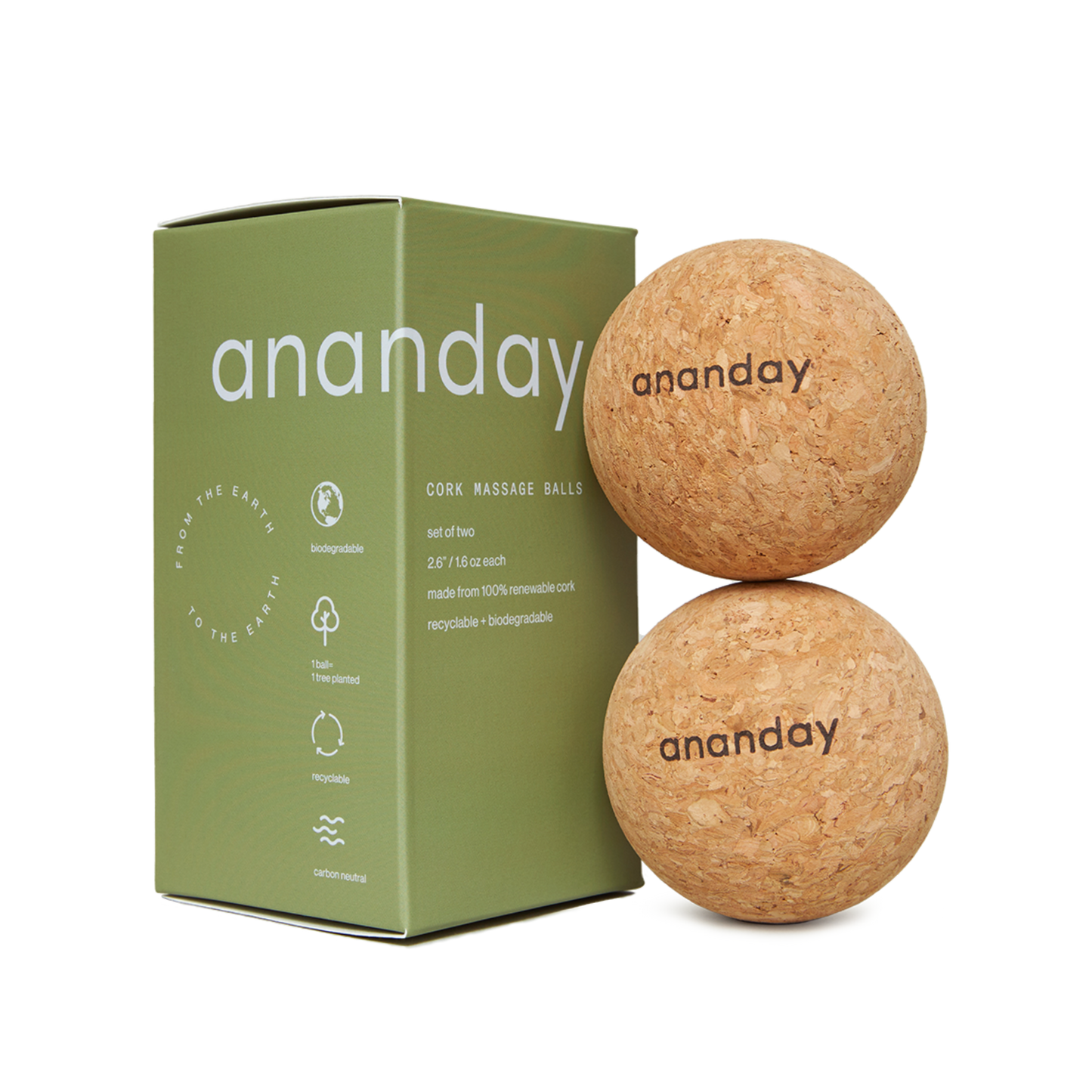 Cork Massage Ball Set | Ananday | AI-Verified Clean | Daily Ritual Lab