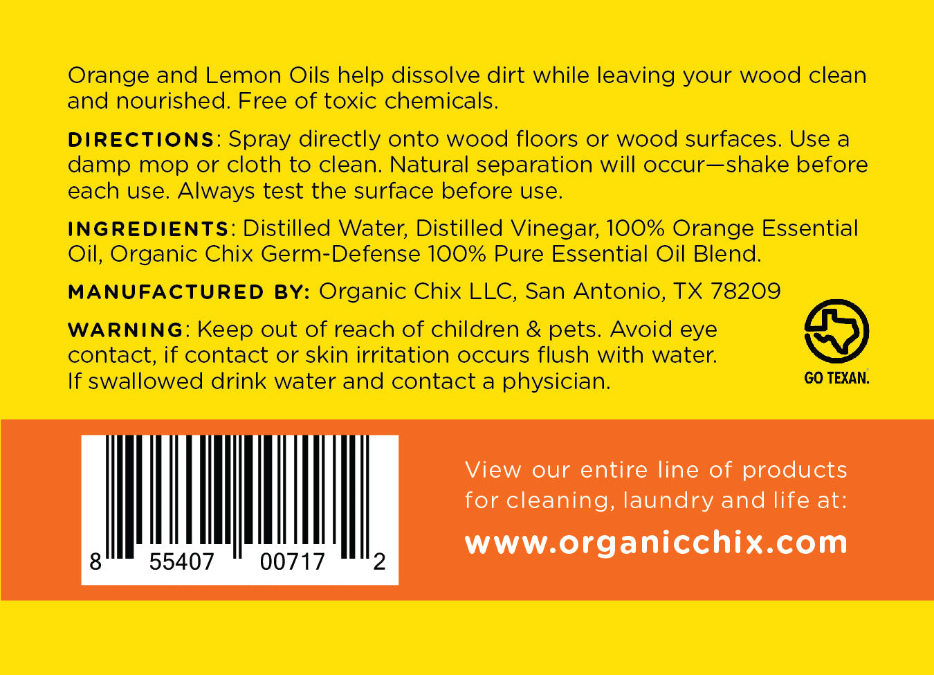 Natural Non-Toxic Wood Cleaner | Organic Chix | Double Verified Clean