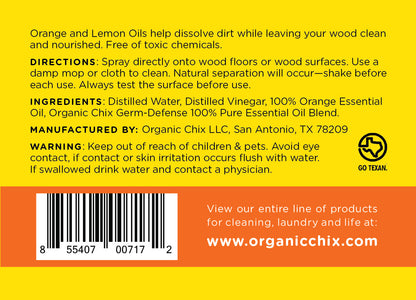 Natural Non-Toxic Wood Cleaner | Organic Chix | Double Verified Clean