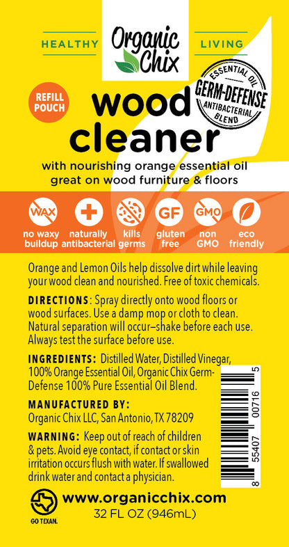 Natural Non-Toxic Wood Cleaner | Organic Chix | Double Verified Clean