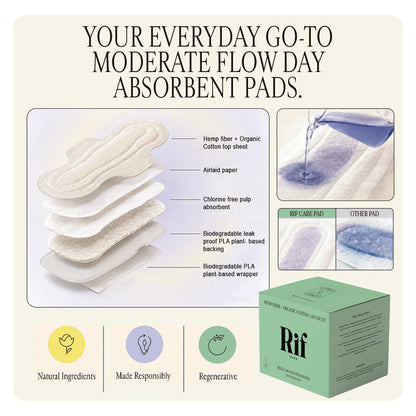 Organic Cotton and Hemp Fiber Pads with wings Bundle- Regular absorbency 42 pack