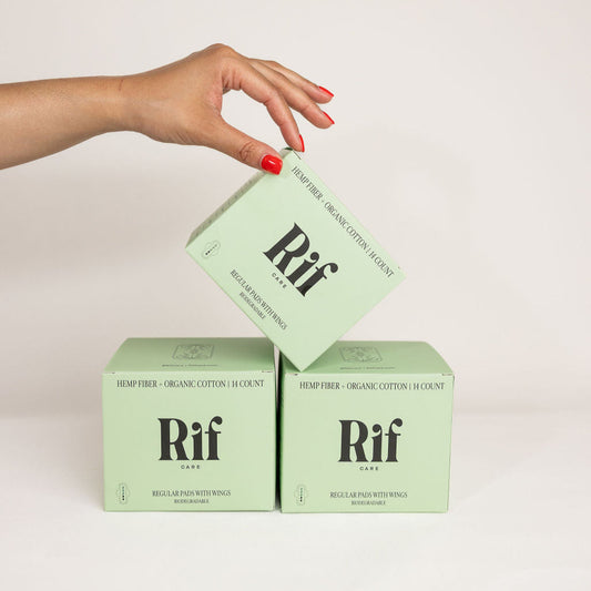 Organic Cotton and Hemp Fiber Pads with wings Bundle- Regular absorbency 42 pack | Rif care | AI-Verified Clean | Daily Ritual Lab