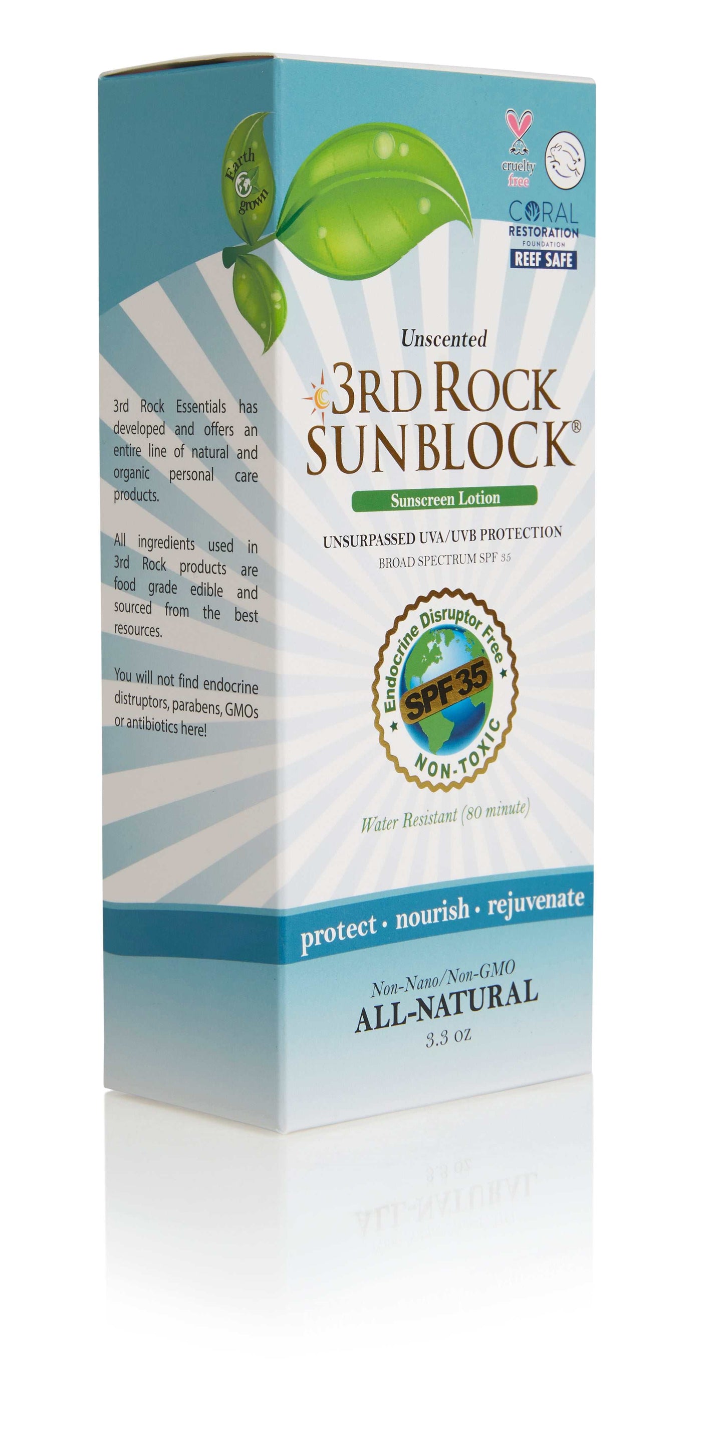 3rd Rock Sunblock® Sunscreen Lotion - Unscented - Zinc Oxide SPF 35 |