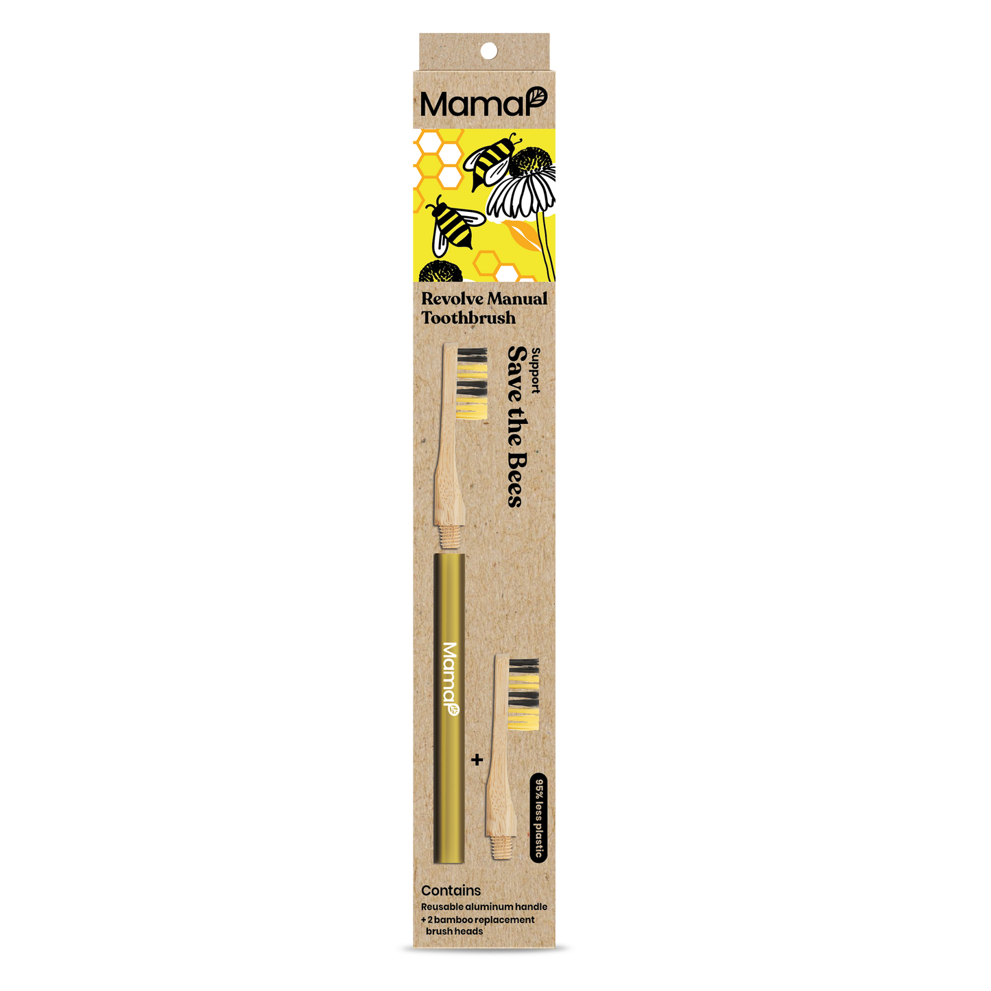 Revolve Manual Toothbrush with Replaceable Head - Save the Bees | Mama