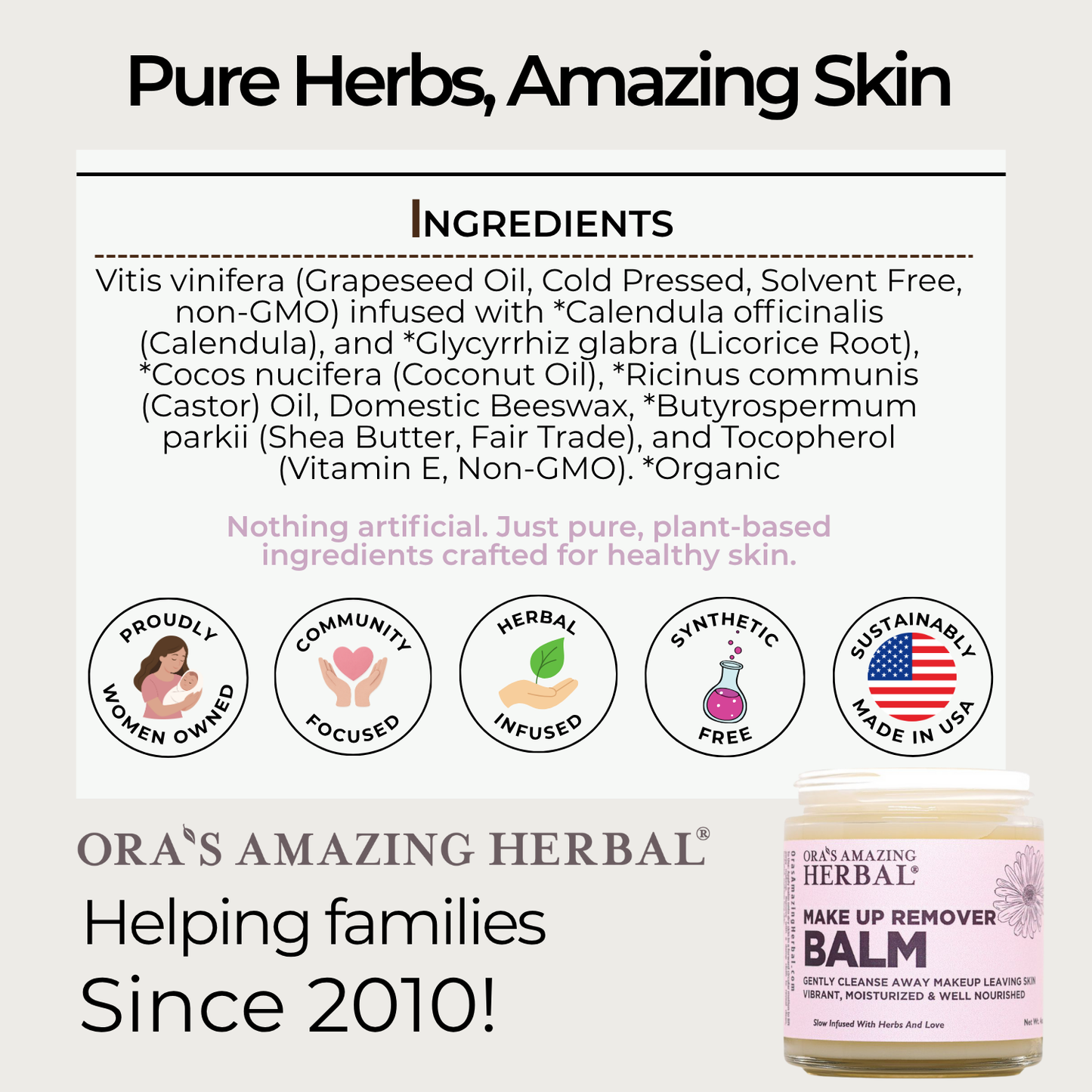 Make Up Remover Balm with Calendula, Fragrance Free | Ora's Amazing He