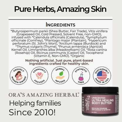 Ultra Healing Body Butter, Unscented | Ora's Amazing Herbal | Double V