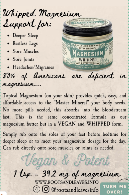 Magnesium Whipped | Roots and Leaves LLC | Double Verified Clean | Dai